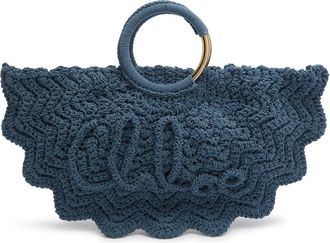 Chloé Bracelet Paravent Logo Raffia Tote - Dark Blue - One Size