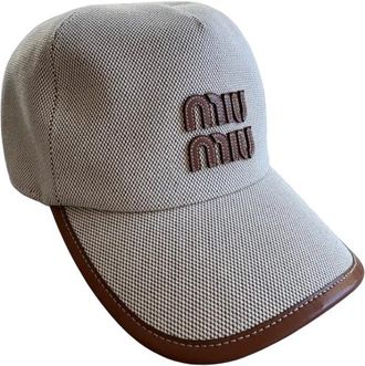 Miu Miu Beige Logo Cotton Cap Size L