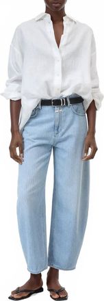 Closed Jazzie Barrel Jean In Herringbone Light Blue