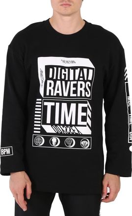 Roberto Cavalli Mens Black Graphic Relaxed Fit Sweatshirt, Size Medium