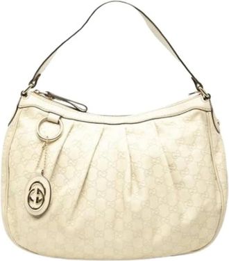 Gucci Pre-owned Shoulder Bags, female, Beige, Size: ONE SIZE Pre-owned Leather Shoulder Bag