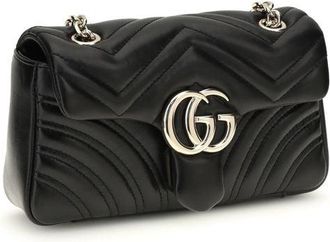 Gucci Womens Gg Marmont Shoulder Bag Black Lambskin