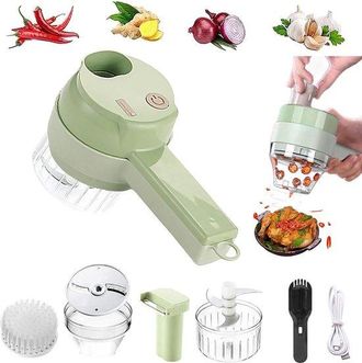 OEM Juego Port&aacute;til 4 En 1 De Rebanadora El&eacute;ctrica De Verduras, Mini Molinillo De Ajo El&eacute;ctrico Multifuncional, Procesador Alimentos Port&aacute;til Cepillo