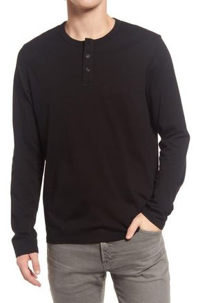 AG - Adriano Goldschmied Bryce Long Sleeve Henley Shirt in True Black at Nordstrom, Size Xx-Large