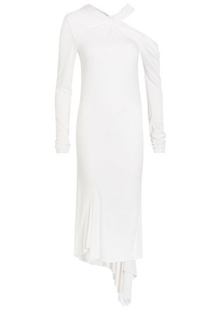 AARON ESH Asymmetric Jersey Midi Dress - White - 10 (UK10 / S)