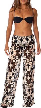 Maaji Raisin Floral Crochet Cover-Up Pants in Black at Nordstrom, Size Medium