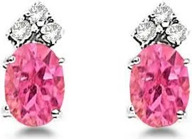 Allurez Oval Stud Earrings 14k in Pink Tourmaline at Nordstrom