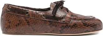 3Juin Snakeskin-effect Boat Shoes