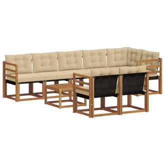 vidaXL Conjunto De Sof&aacute;s De Exterior Con Coj&iacute;n 9 Pcs Natural Y Beige Vidaxl