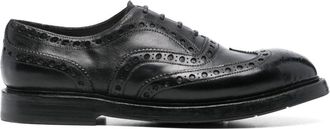 Premiata Perforated Calf Leather Lace-Up Flat Shoes