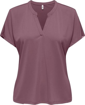 Only Kurzarmshirt ONLY ONLFREE LIFE S/S SPLIT TOP JRS, Damen, Gr. XL, rose braun, Jersey, Obermaterial: 70% Modal, 30% Polyester, unifarben, regular fit no