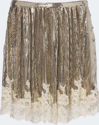 Paco Rabanne Minigonna in maglia metallica con pizzo