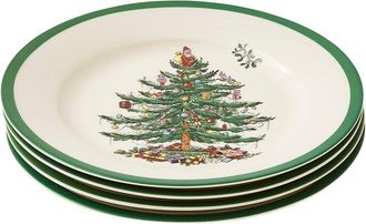 Spode Set Of 4 Christmas Tree 8In Salad Plates
