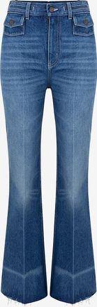 Chlo&eacute; Ausgefranste ausgestellte Jeans mit hoher Taille Ocean Blue