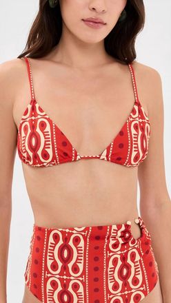Johanna Ortiz Konibo Bikini Top In Red/ecru