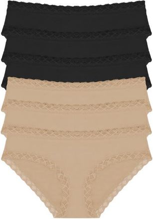 Natori Bliss Supima Cotton Girl Brief 6-Pack in Black/blck/blck/cafe/cafe/cafe at Nordstrom, Size Xx-Large