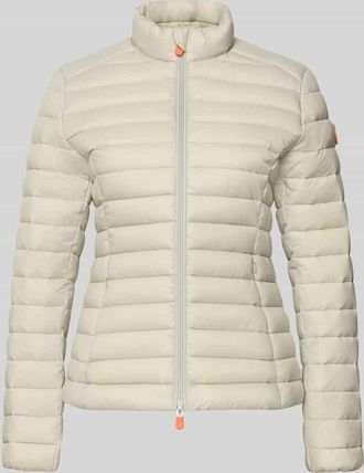 Save The Duck Slim Fit Steppjacke mit gef&uuml;ttertem Stehkragen Modell Carly in Beige, Gr&ouml;&szlig;e XL