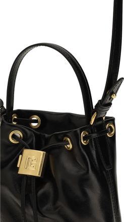 Balmain Womens Bucket Bag Pulse Black Calf Leather