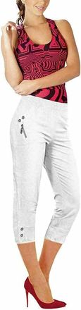 Generic JMA Trading Ladies Cherry Berry Plain Cropped 3/4 Length Capri Trouser Stretch Fit Elasticated Waist Summer Short Pants (UK, Numeric, 14, Regular, Reg