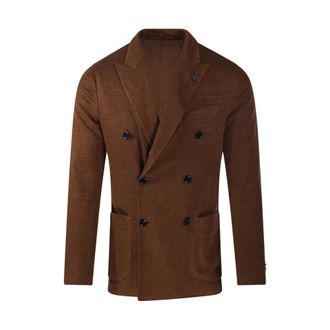 Lardini Blazers, male, Brown, Size: S Double-breasted Blazer