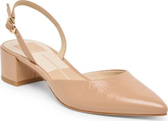 Dolce Vita Carel Pointed Toe Slingback Pump in Light Tan Crinkle Patent at Nordstrom, Size 7.5