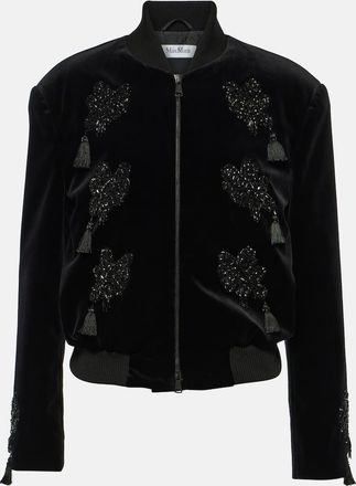 Max Mara Musette embroidered velvet bomber jacket