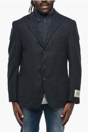 Corneliani CC COLLECTION 3-Pocketed Wool Blend Blazer with Removable Ch size 50
