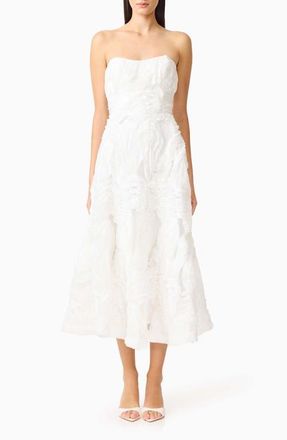 Elliatt Asha 3-D Lace Strapless Cocktail Dress in White at Nordstrom, Size Xx-Small