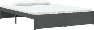 vidaXL Vidaxl - Estructura Cama Doble Sin Colch&oacute;n Madera Maciza Gris 135x190 Cm