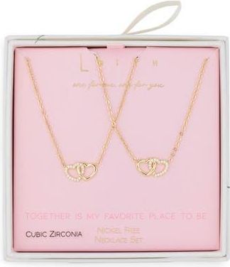 Leith Together Is My Favorite Place To Be Set of 2 Infinity Heart Necklaces in Clear- Gold at Nordstrom Rack