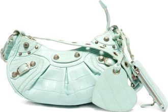 Balenciaga Borsa a spalla con effetto coccodrillo 2021 - Verde