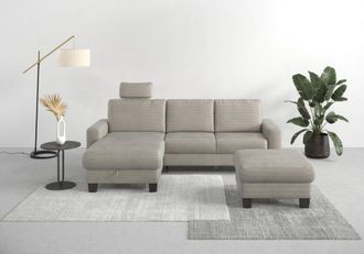 HOME AFFAIRE Ecksofa »Summer L-Form« mit Recamiere, mit oder ohne Bettfunktion und Bettkasten, Cord-Bezug