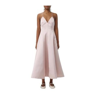 Philosophy di Lorenzo Serafini Pink Satin Sleeveless V-Neck Dress