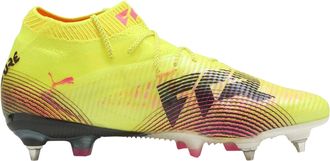 Puma Future 8 Ultimate voetbalschoenen voor heren met gebreide kraag, geschikt voor zachte ondergrond (Geel)