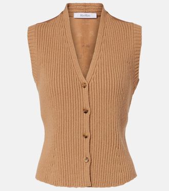 Max Mara Madre paneled wool-blend and satin vest