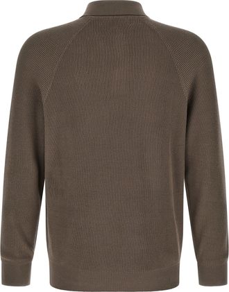 Brunello Cucinelli Mens Brown Cotton Polo Shirt