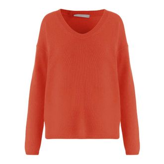 Allude Cashmere Knitwear, female, Red, M, V-Neck Jumper