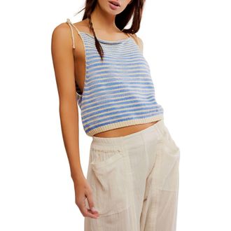 Free People Claire Stripe Knit Crop Camisole in Granada Sky Combo at Nordstrom Rack, Size X-Large