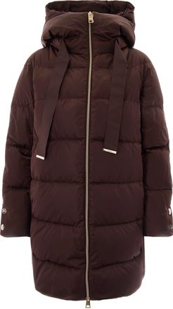 Herno A-Shape Fondente Quilted Grosgrain Hooded Down Jacket