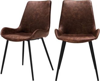 Rendez-Vous D&eacute;co Rendez-vous D&eacute;co - Set De 2 Sillas De Piel Sint&eacute;tica Marr&oacute;n - Austin