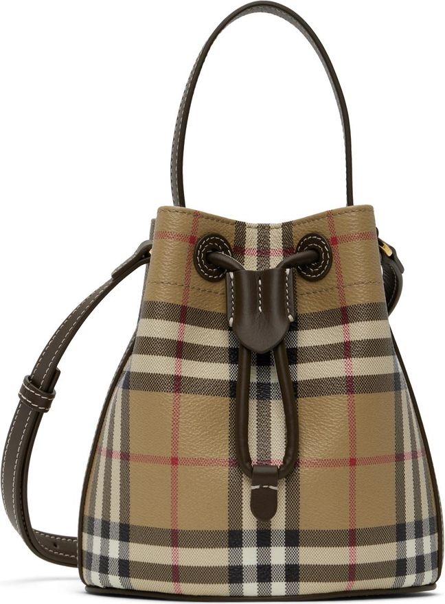 バッグ・カバンその他 BURBERRY Canvas bucket bag with check motif Beige BURBERRY House Check Espadrille Bucket Bag Beige 1392736