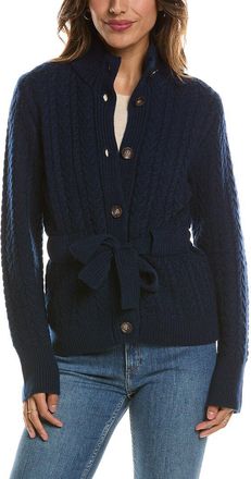 Fort&eacute; Cashmere Military Cable Wool & Cashmere-Blend Cardigan