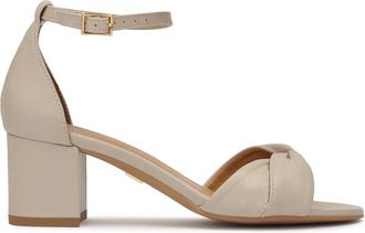 Kazar Tijdloze leren sandalen met bedekte hak - Dames - Sandalen met hakken - Beige - 38 EU - Leer - Schoenen