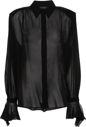Andamane Elegant Peony Detailed Sleeves Blouse - Dames - Blouses - Zwart - XS - Overhemden