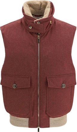 Brunello Cucinelli Bordeaux Wool Oves Aries Sleeveless Mens Jacket