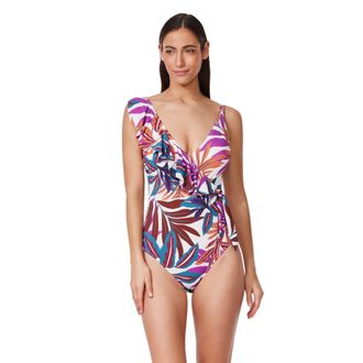 Gottex Plantopia V-neck Surplice Ruffle One Piece