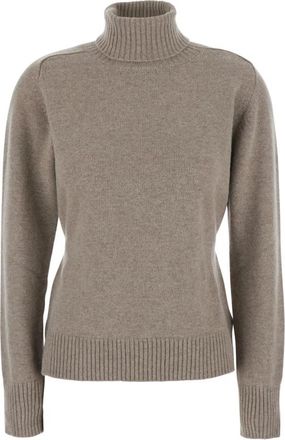 P.A.R.O.S.H. Trui met hoge hals en verstelbare knoop - Dames - Coltruien - Beige - L - Wol - Truien & Vesten