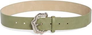 Steve Madden Textured Buckle Faux Leather Belt in Light Olive at Nordstrom Rack, Size X-Large