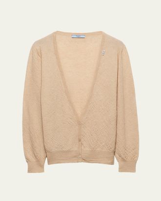 Prada Plunging V-Neck Cashmere Cardigan