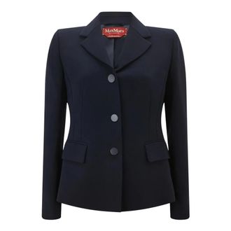 Max Mara Dames, Jassen, Blauw, Maat: M Leer